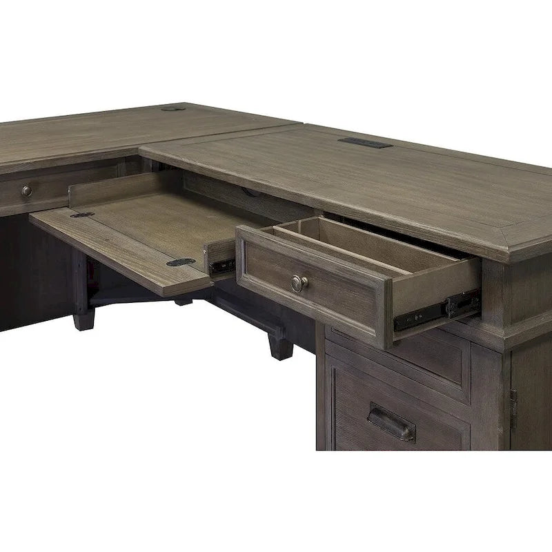 L-Shaped Wood Office Desk with Return Writing Table