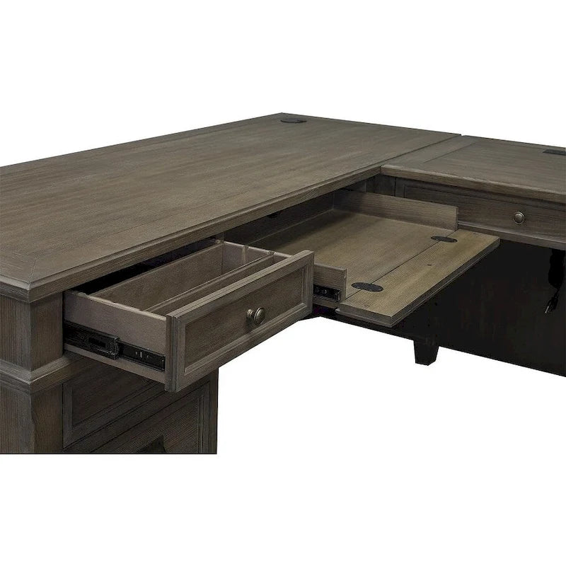 L-Shaped Wood Office Desk with Return Writing Table