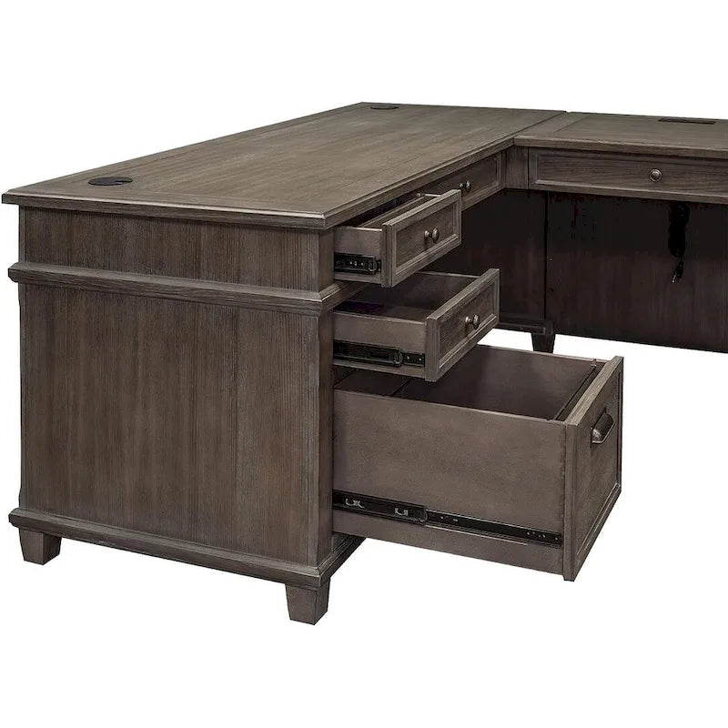 L-Shaped Wood Office Desk with Return Writing Table