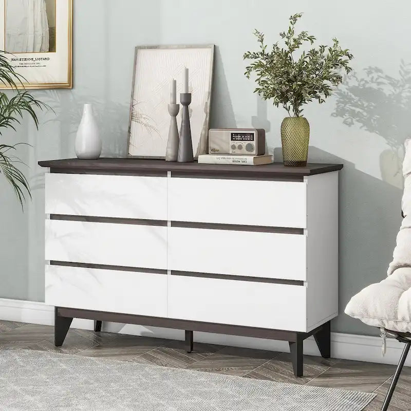 6-Drawer Wide Dresser & Storage Chest – White