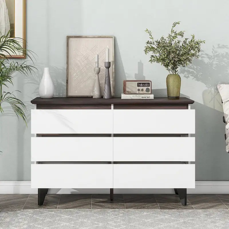 6-Drawer Wide Dresser & Storage Chest – White