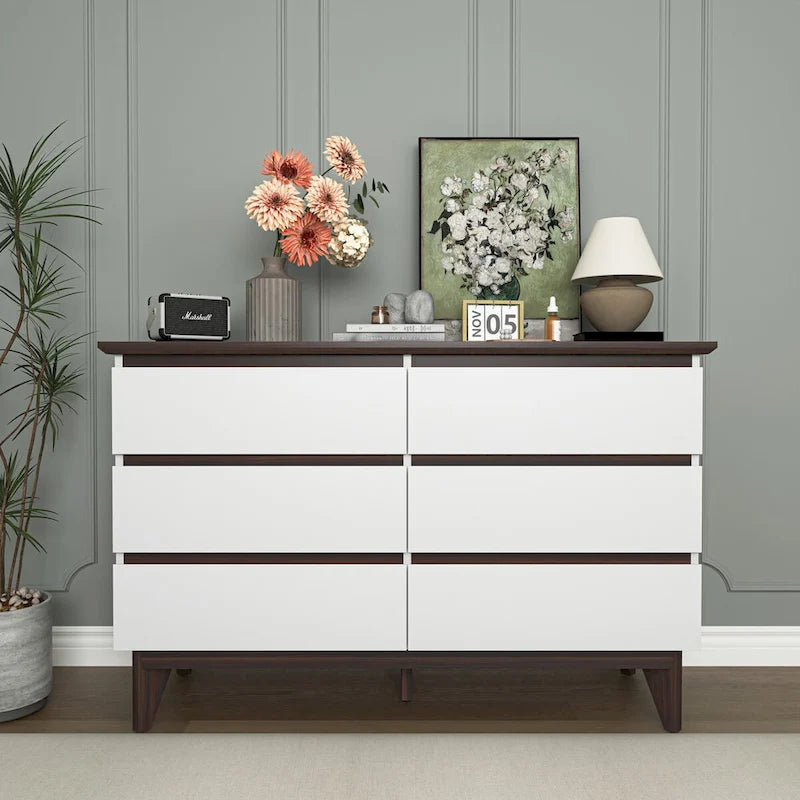 6-Drawer Wide Dresser & Storage Chest – White