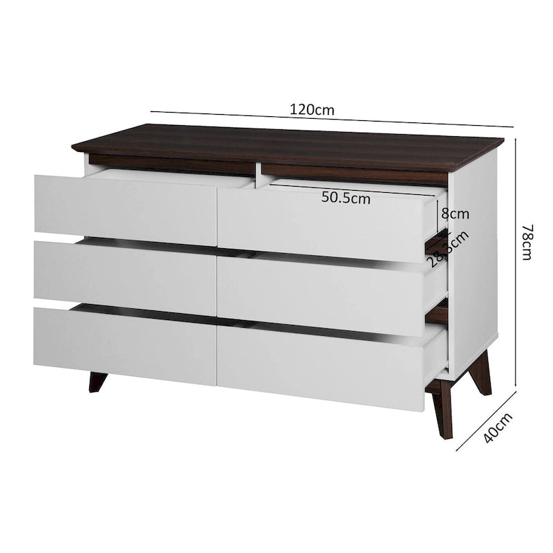 6-Drawer Wide Dresser & Storage Chest – White