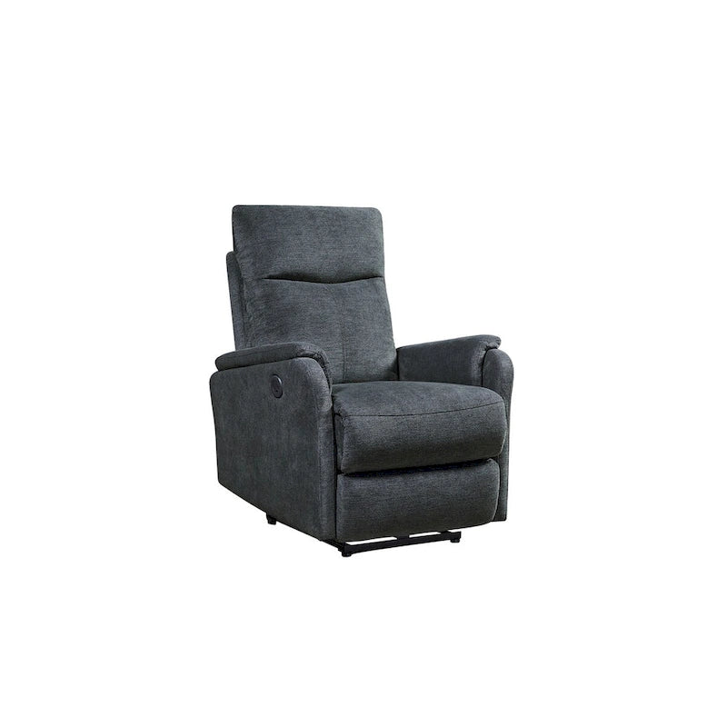 Modern Power Recliner Chair in Soft Blue Fabric with USB Charging Port