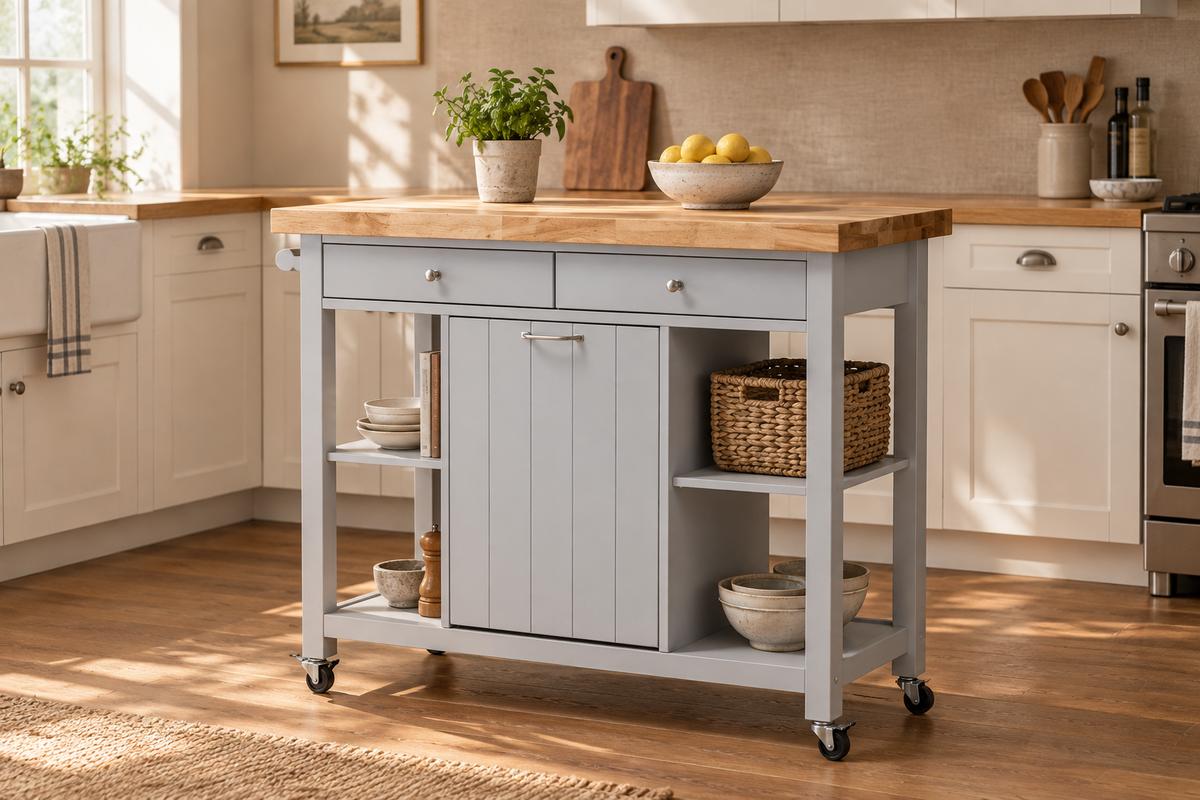 Farmhouse Kitchen Cart in Interior Scene